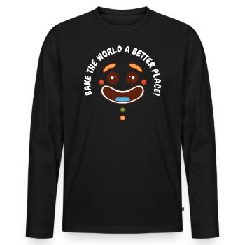 Christmas Bake Bake The World A Better Place - Men's Premium Organic Long Sleeve Shirt - black - Front - Nico (187cm)