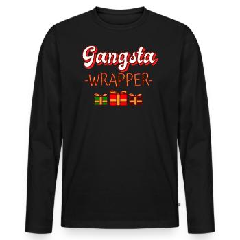 Weihnachten Humor Gangsta Wrapper - Männer Premium Bio Langarmshirt - Schwarz - Vorne - Nico (187cm)