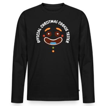 Weihnachten Humor Official Christmas Cookie Tester - Männer Premium Bio Langarmshirt - Schwarz - Vorne - Nico (187cm)