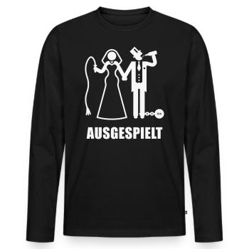 Ausgespielt! (JGA / Peitsche / Bier / Fessel / W) - Männer Premium Bio Langarmshirt - Schwarz - Vorne - Nico (187cm)