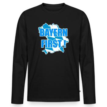 Bayern First bayrisch lustiger Spruch Sprüche - Männer Premium Bio Langarmshirt - Schwarz - Vorne - Nico (187cm)