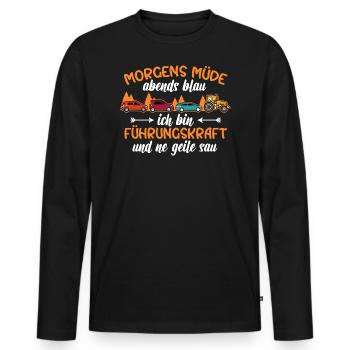 Landwirt Treckerfahrer Traktor Spruch Geschenkidee - Männer Premium Bio Langarmshirt - Schwarz - Vorne - Nico (187cm)