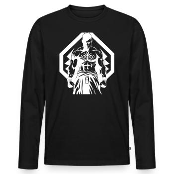 Tribal Boxer / Fighter Logo Tattoo Design - T-shirt manches longues Premium bio Homme - noir - Devant - Nico (187cm)