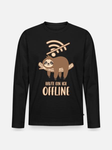 Heute bin ich Offline - Männer Premium Bio Langarmshirt - Schwarz