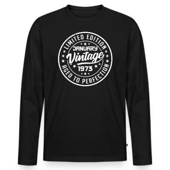 Geboren im Januar 1973 Retro Geburtstag Januar 1973 - Männer Premium Bio Langarmshirt - Schwarz - Vorne - Nico (187cm)