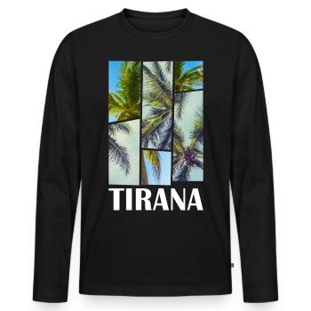 Tirana Tirane Albania Summer Palm Trees Beach Sea - Men's Premium Organic Long Sleeve Shirt - black - Front - Nico (187cm)