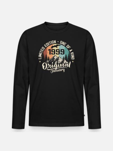 January 1999 Original 27 Year Old Birthday Gift - Men's Premium Organic Long Sleeve Shirt - black