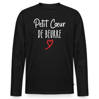 small heart of butter - Men's Premium Organic Long Sleeve Shirt - black - Front - Nico (187cm)