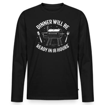 Dinner will be ready in 18 hours - Men's Premium Organic Long Sleeve Shirt - black - Front - Nico (187cm)
