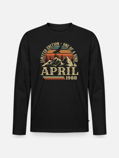 Best Birthday Gift April 1988 - Men's Premium Organic Long Sleeve Shirt - black
