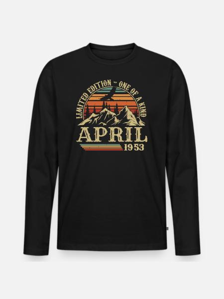 Best Birthday Gift April 1953 - Men's Premium Organic Long Sleeve Shirt - black