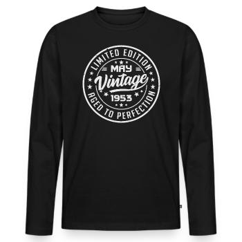 Geburtstag im Mai 1953 – Geschenkidee für den Mai 1953 - Männer Premium Bio Langarmshirt - Schwarz - Vorne - Nico (187cm)