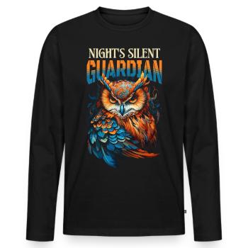 Eule Uhu Vogel Nachtvogel Tier Nacht Mond Natur - Männer Premium Bio Langarmshirt - Schwarz - Vorne - Nico (187cm)