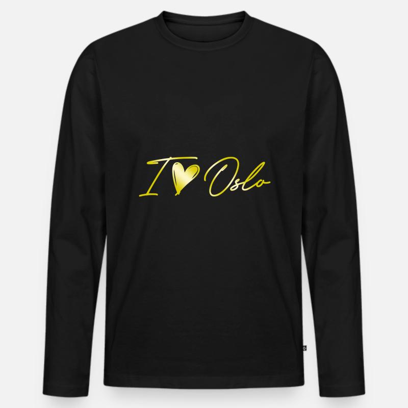 I Love Oslo - Männer Premium Bio Langarmshirt - Schwarz