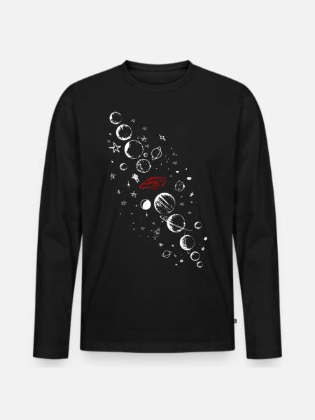 TESLA ROADSTER DANS L’ESPACE - T-shirt manches longues Premium bio Homme - noir