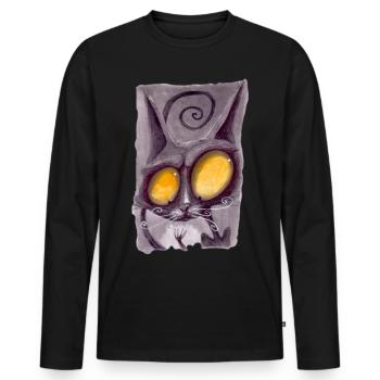 Serielle Katze - Männer Premium Bio Langarmshirt - Schwarz - Vorne - Nico (187cm)