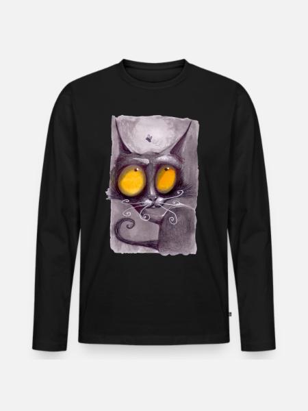 Serial Cat 06 - Men's Premium Organic Long Sleeve Shirt - black