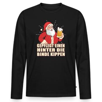 Gepflegt hinter die Binde kippen Weihnachtsmann - Männer Premium Bio Langarmshirt - Schwarz - Vorne - Nico (187cm)