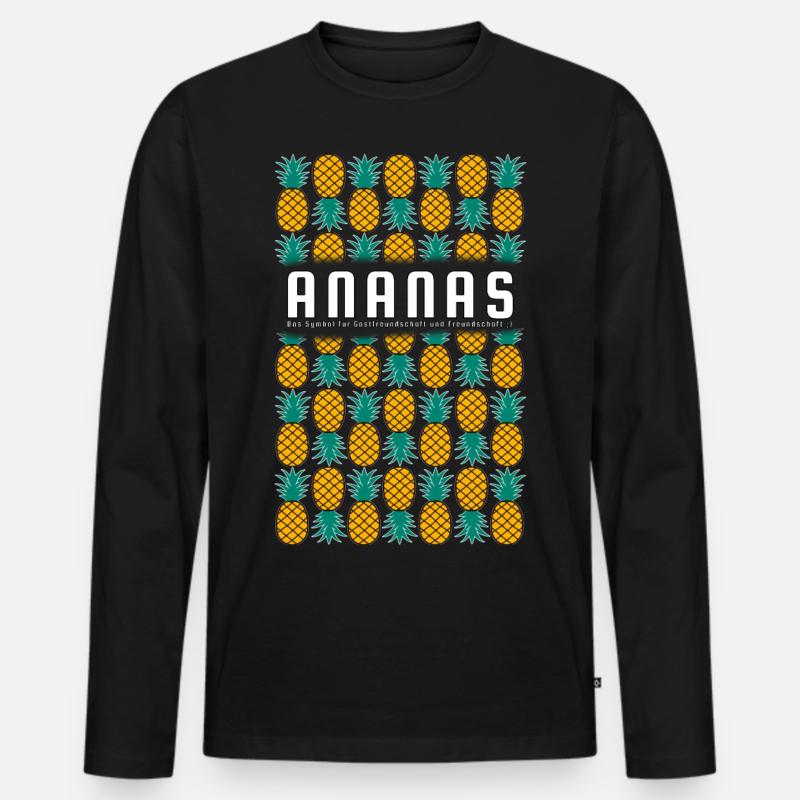Ananas, das Zeichen für Freundschaft - Männer Premium Bio Langarmshirt - Schwarz
