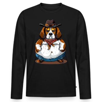 Gros Beagle Cowboy - T-shirt manches longues Premium bio Homme - noir - Devant - Nico (187cm)