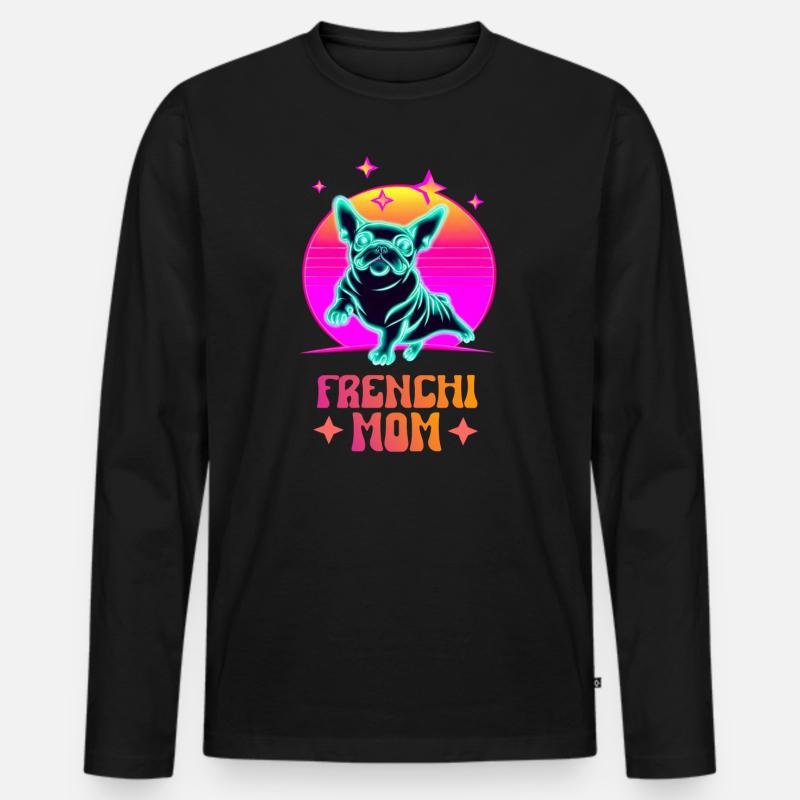 Frenchie Mom - Männer Premium Bio Langarmshirt - Schwarz