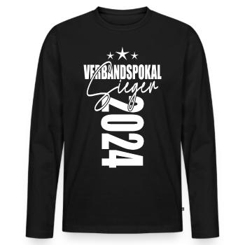 Verbandspokal Sieger 2024 - Männer Premium Bio Langarmshirt - Schwarz - Vorne - Nico (187cm)