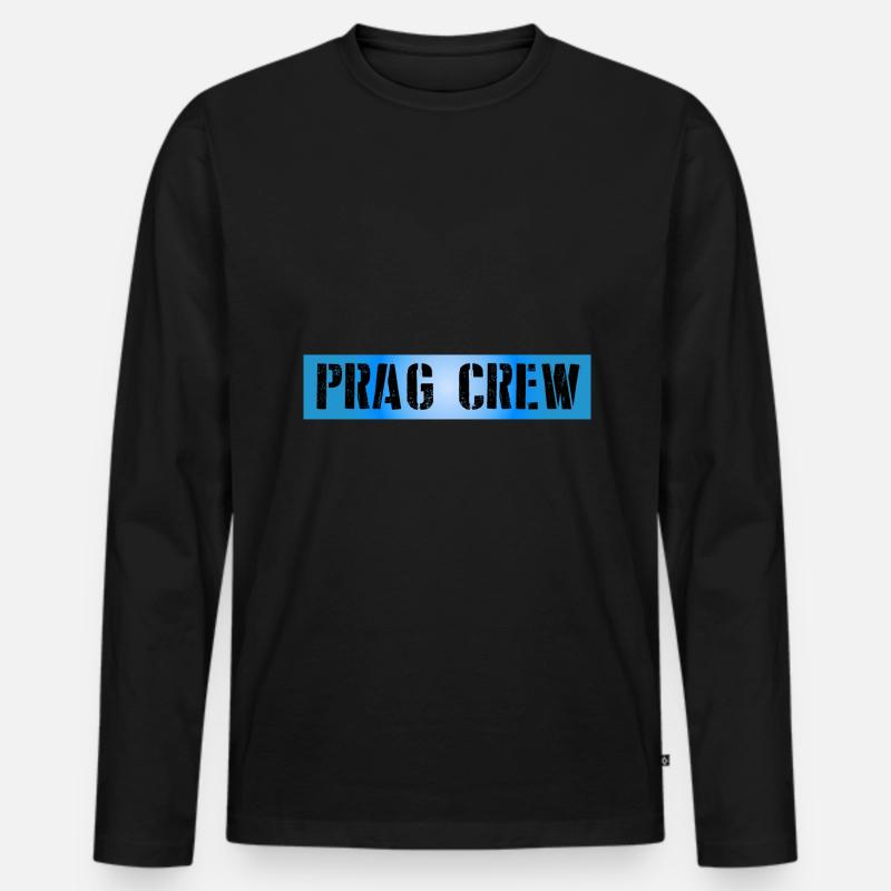 Prag Crew - Männer Premium Bio Langarmshirt - Schwarz