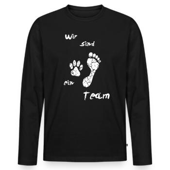 Wir sind ein Team, Hund,Hundeliebe, Hundeliebhaber - Männer Premium Bio Langarmshirt - Schwarz - Vorne - Nico (187cm)