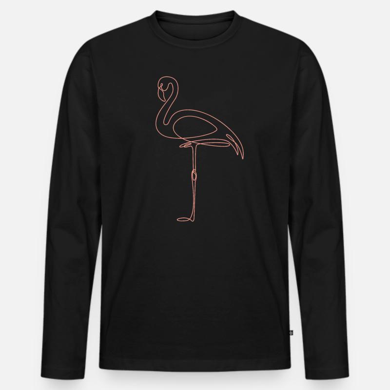 Flamingo One Line Art Abstrakte Kunst Geschenk - Männer Premium Bio Langarmshirt - Schwarz