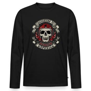 Berlin Köpenick daughters of Frau Berlinerin Biker - Männer Premium Bio Langarmshirt - Schwarz - Vorne - Nico (187cm)