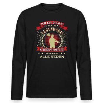 Schornsteinfeger Kaminkehrer Kaminfeger - Männer Premium Bio Langarmshirt - Schwarz - Vorne - Nico (187cm)