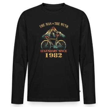 Fahrrad 1982 Radsport Rennrad Radfahrer Geburtstag - Männer Premium Bio Langarmshirt - Schwarz - Vorne - Nico (187cm)