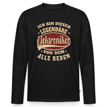 Elektroniker ich bin dieser legendäre Elektroniker - Männer Premium Bio Langarmshirt - Schwarz - Vorne - Nico (187cm)