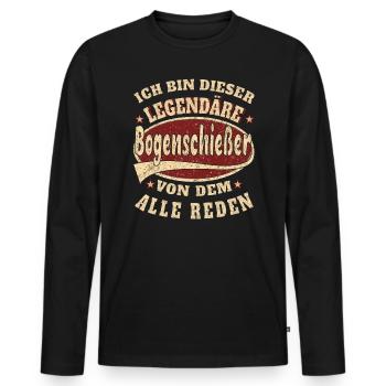 Bogenschießer ich bin dieser legendäre Bogen - Männer Premium Bio Langarmshirt - Schwarz - Vorne - Nico (187cm)