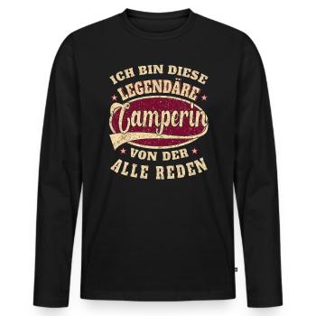 Camperin ich bin dieser legendäre Camper - Männer Premium Bio Langarmshirt - Schwarz - Vorne - Nico (187cm)