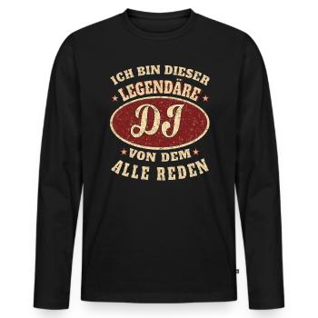 DJ ich bin dieser legendäre DJ - Männer Premium Bio Langarmshirt - Schwarz - Vorne - Nico (187cm)