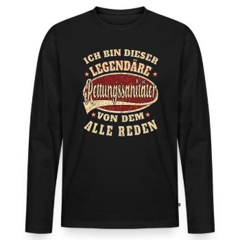 Rettungssanitäter ich bin dieser legendäre - Männer Premium Bio Langarmshirt - Schwarz - Vorne - Nico (187cm)