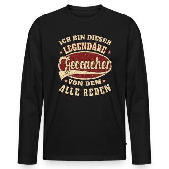 Geocacher ich bin dieser legendäre Geocacher - Männer Premium Bio Langarmshirt - Schwarz - Vorne - Nico (187cm)