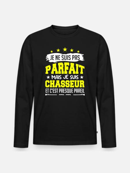 Parfait Chasseur | chasseur | chasse ! - T-shirt manches longues Premium bio Homme - noir