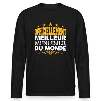 Menuisier | meilleur Menuisier | légende Menuisier - T-shirt manches longues Premium bio Homme - noir - Devant - Nico (187cm)