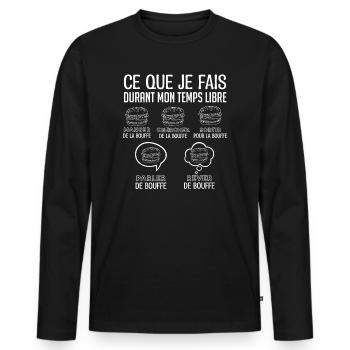 Burger Cadeau Drôle Humour Bouffe Rigolo !! - T-shirt manches longues Premium bio Homme - noir - Devant - Nico (187cm)