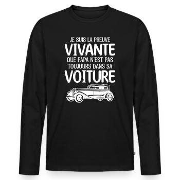 Je suis la preuve que papa t-shirt voiture - T-shirt manches longues Premium bio Homme - noir - Devant - Nico (187cm)