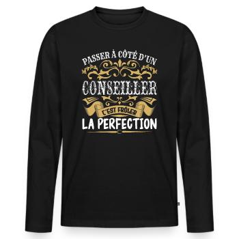 Le Meilleur Conseiller | Conseiller à la perfectio - T-shirt manches longues Premium bio Homme - noir - Devant - Nico (187cm)