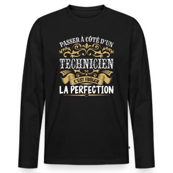 Le Meilleur Technicien | Technicien à la perfectio - T-shirt manches longues Premium bio Homme - noir - Devant - Nico (187cm)