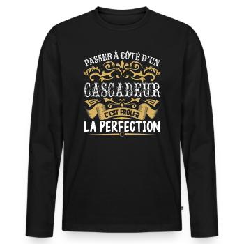 Le Meilleur Cascadeur | Cascadeur à la perfection - T-shirt manches longues Premium bio Homme - noir - Devant - Nico (187cm)