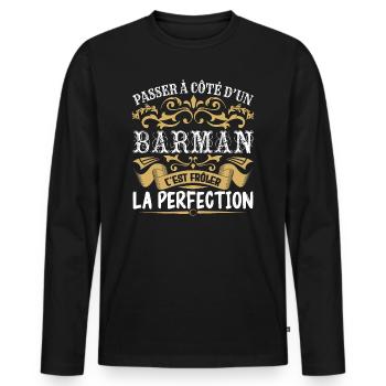Le Meilleur Barman | Barman à la perfection - T-shirt manches longues Premium bio Homme - noir - Devant - Nico (187cm)