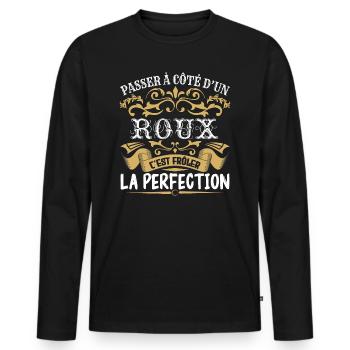 Le Meilleur Roux | Roux à la perfection - T-shirt manches longues Premium bio Homme - noir - Devant - Nico (187cm)