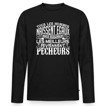 Pêcheur meilleurs Pêcheurs la pêche papa pêcheur - T-shirt manches longues Premium bio Homme - noir - Devant - Nico (187cm)