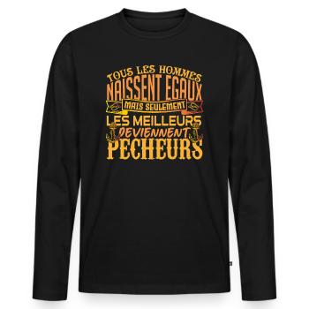 Pêcheur meilleurs Pêcheurs la pêche papa pêcheur - T-shirt manches longues Premium bio Homme - noir - Devant - Nico (187cm)