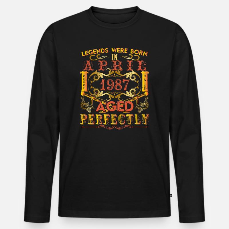 1987 April - Geburtstag 1987 Legenden April - Männer Premium Bio Langarmshirt - Schwarz